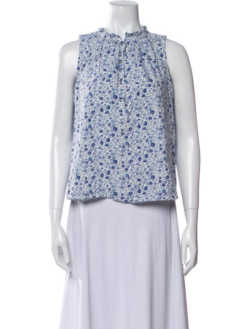 Apiece Apart Floral Print Mock Neck Blouse