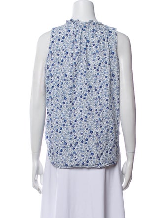 Apiece Apart Floral Print Mock Neck Blouse