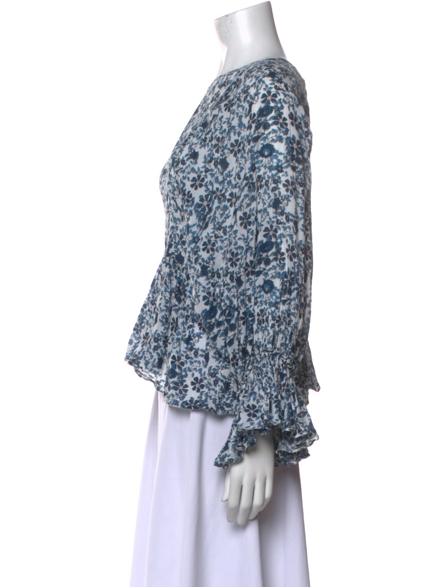 Apiece Apart Floral Print Bateau Neckline Blouse