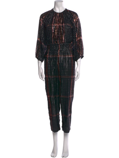 Apiece Apart Plaid Print Crew Neck Jumpsuit