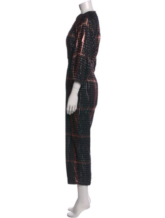 Apiece Apart Plaid Print Crew Neck Jumpsuit