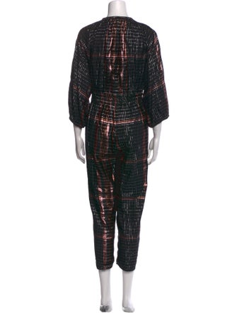 Apiece Apart Plaid Print Crew Neck Jumpsuit