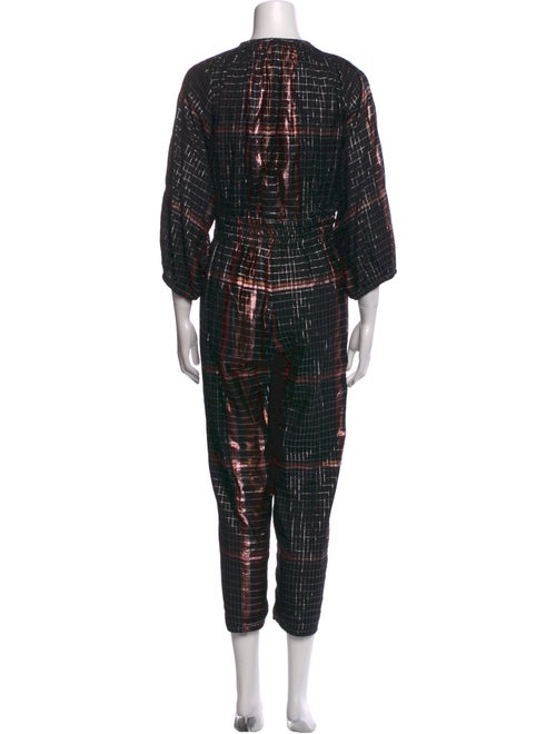 Apiece Apart Plaid Print Crew Neck Jumpsuit