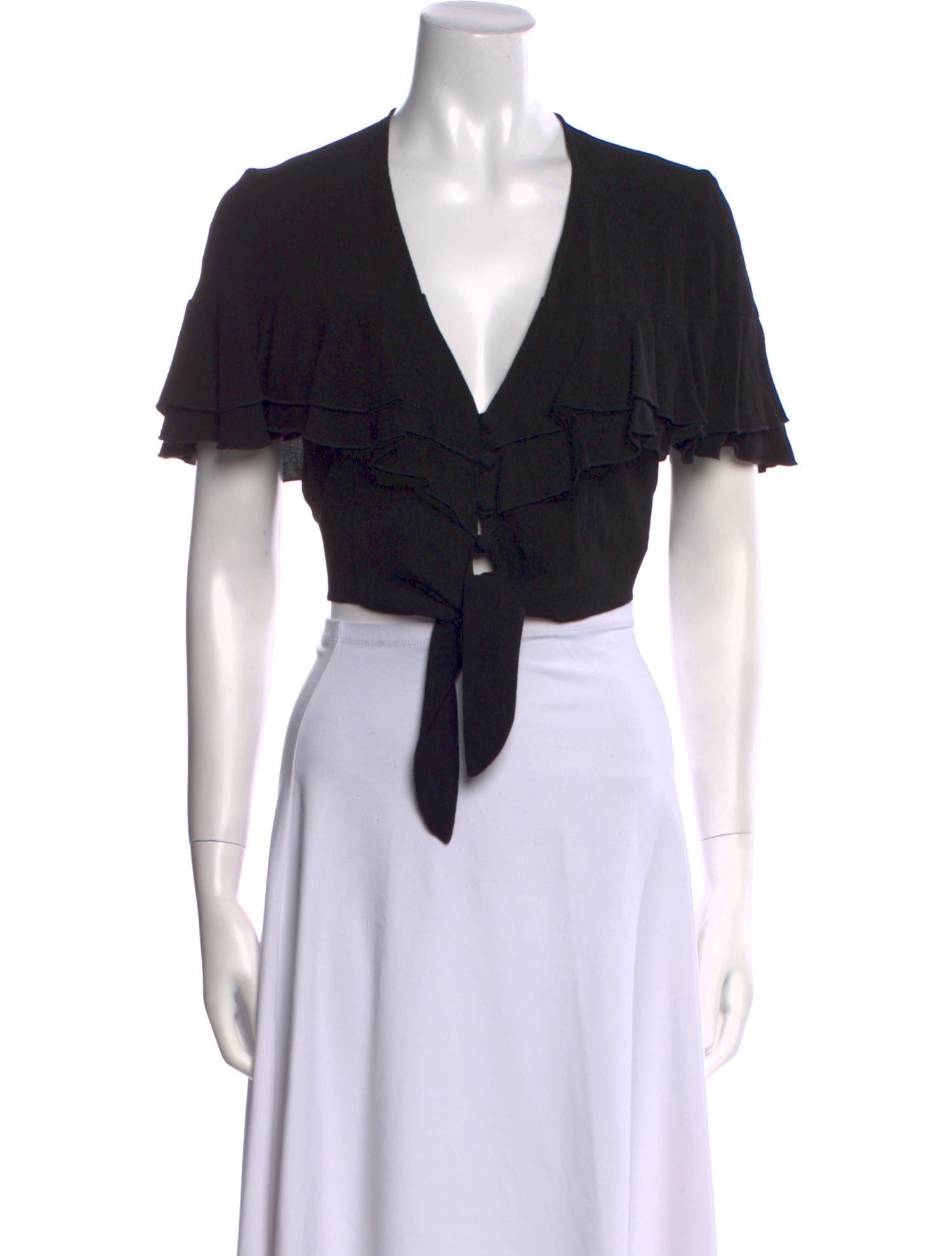 Apiece Apart V-Neck Short Sleeve Crop Top