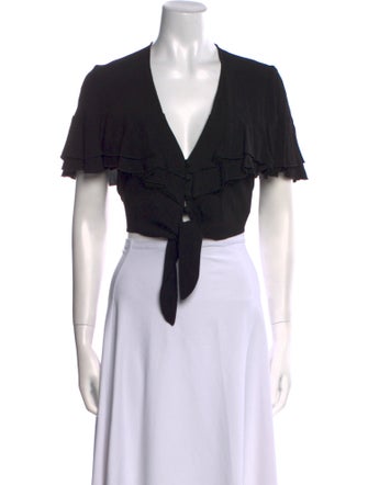 Apiece Apart V-Neck Short Sleeve Crop Top