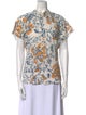 Apiece Apart Floral Print Mock Neck Blouse