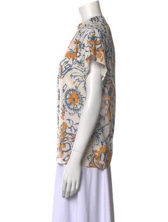 Apiece Apart Floral Print Mock Neck Blouse