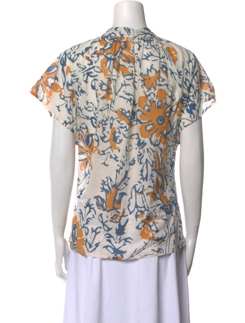 Apiece Apart Floral Print Mock Neck Blouse