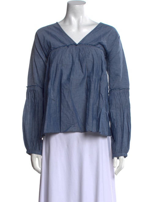 Apiece Apart V-Neck Long Sleeve Blouse