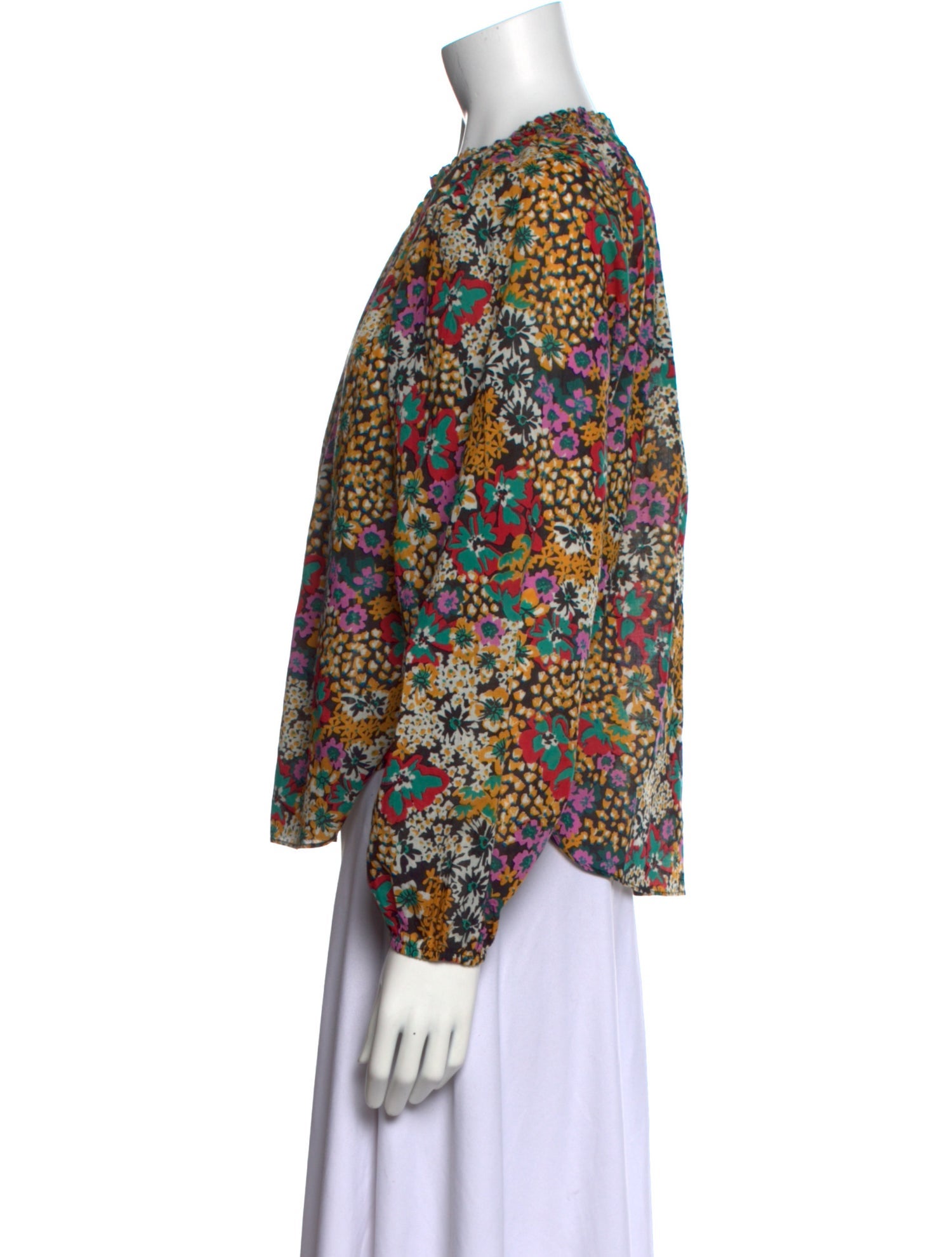 Apiece Apart Floral Print Crew Neck Blouse