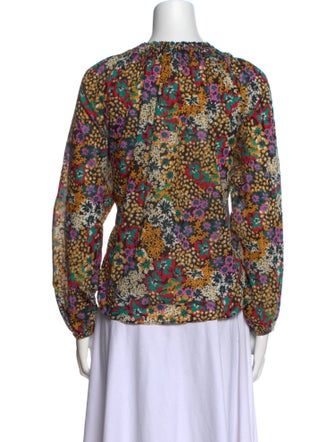 Apiece Apart Floral Print Crew Neck Blouse