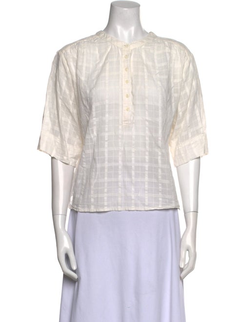 Apiece Apart Plaid Print Crew Neck Blouse