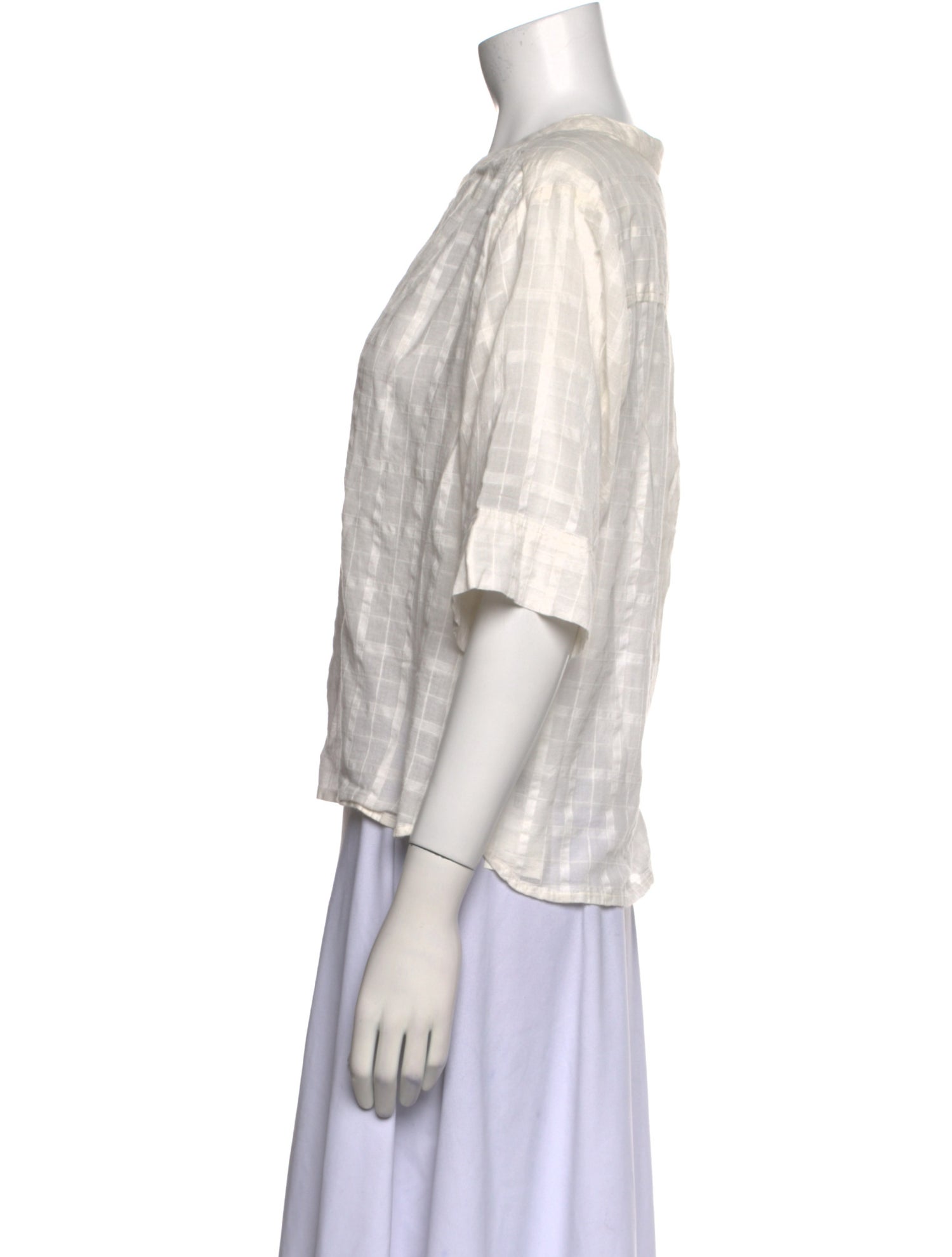 Apiece Apart Plaid Print Crew Neck Blouse