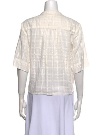 Apiece Apart Plaid Print Crew Neck Blouse