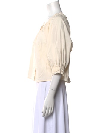 Apiece Apart Scoop Neck Three-Quarter Sleeve Crop Top