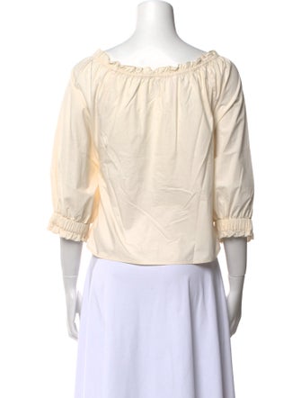 Apiece Apart Scoop Neck Three-Quarter Sleeve Crop Top