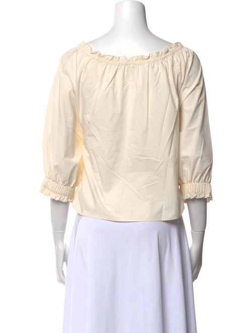 Apiece Apart Scoop Neck Three-Quarter Sleeve Crop Top