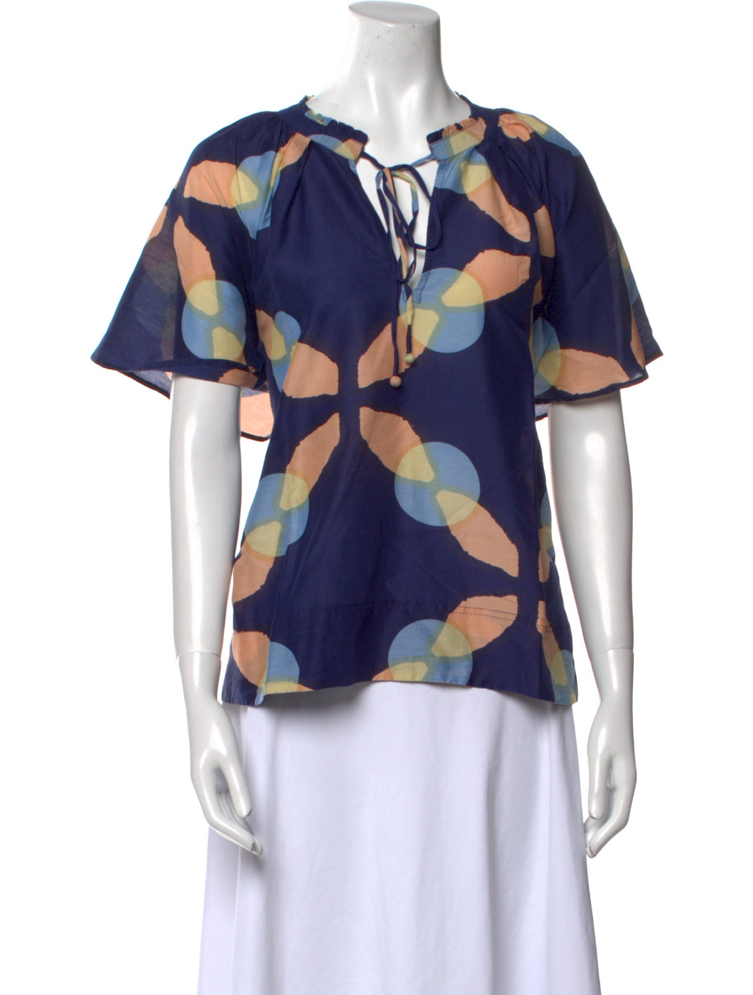 Apiece Apart Printed Tie Neck Blouse