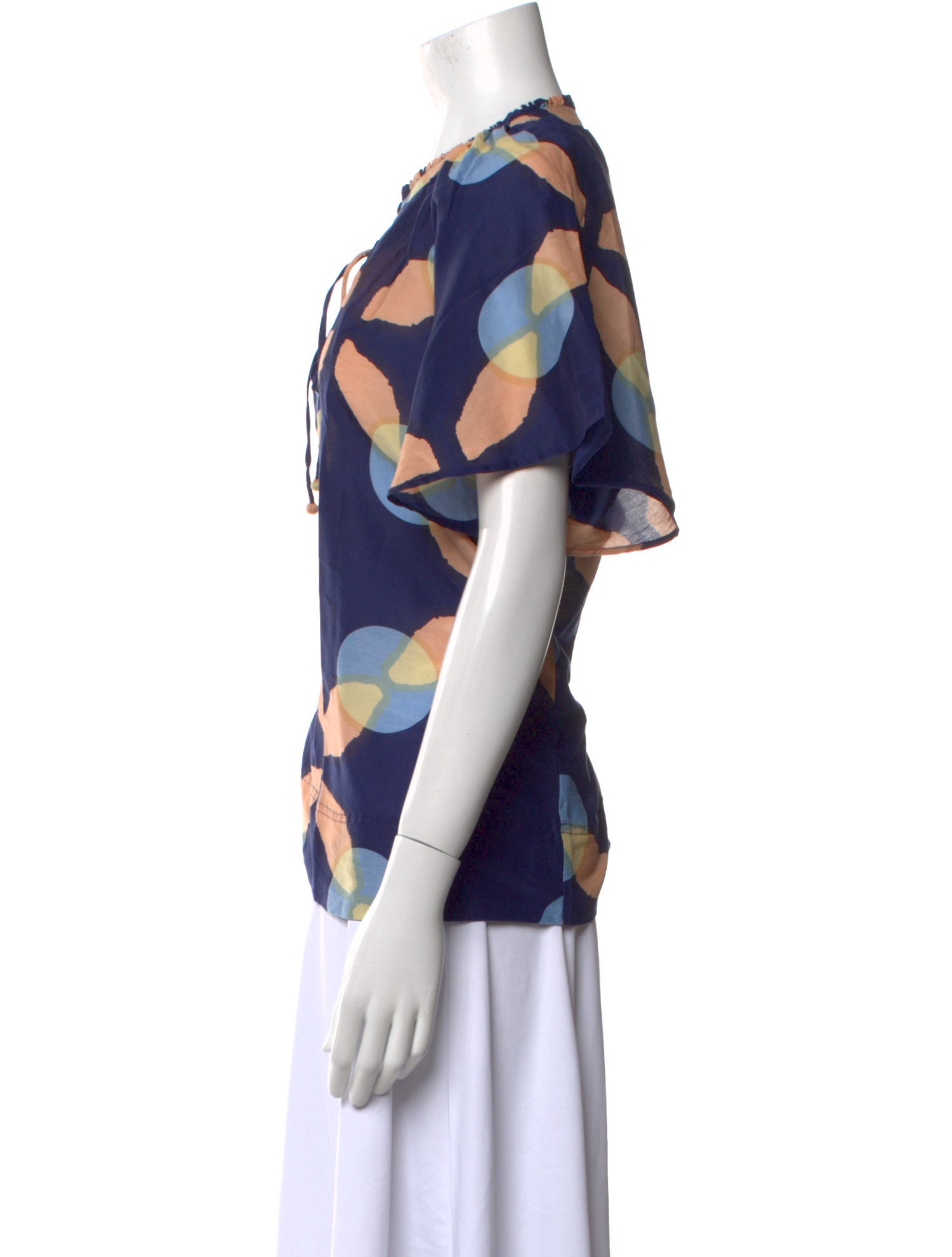 Apiece Apart Printed Tie Neck Blouse