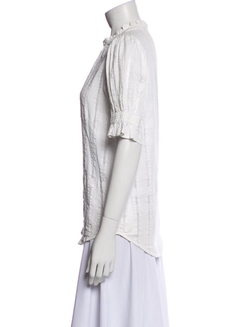 Apiece Apart Striped Mock Neck Button-Up Top