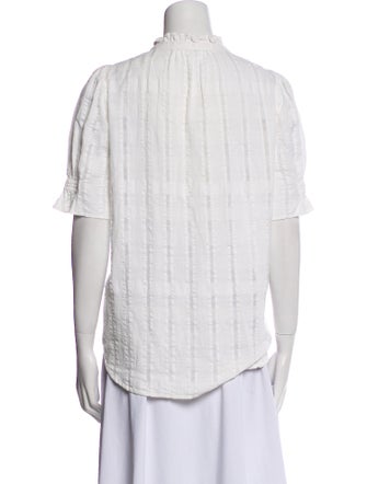 Apiece Apart Striped Mock Neck Button-Up Top