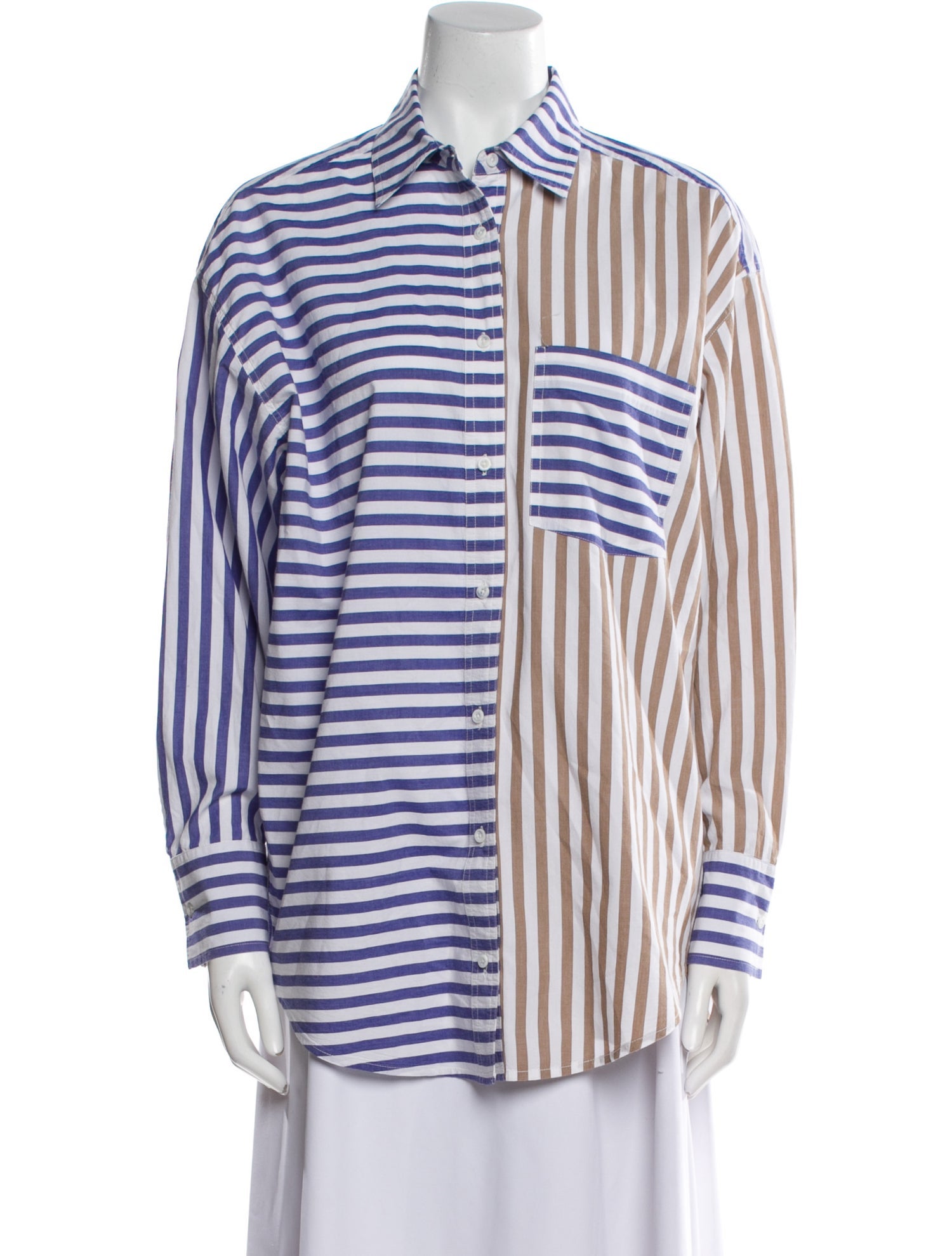 Apiece Apart Striped Long Sleeve Button-Up Top