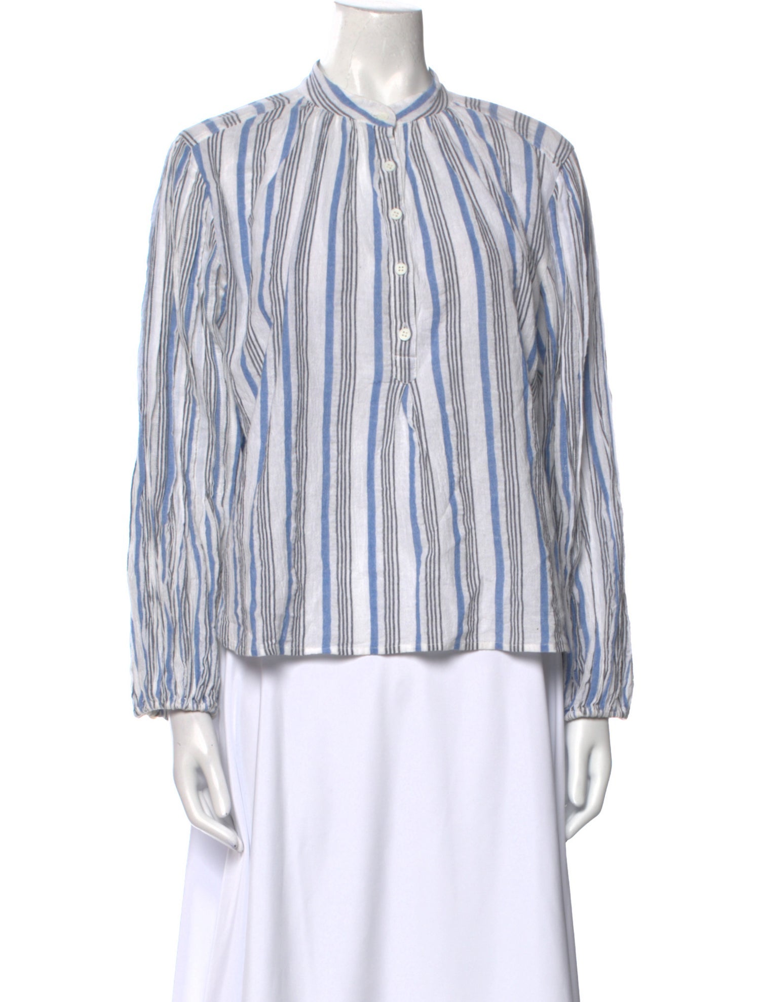Apiece Apart Striped Mock Neck Blouse