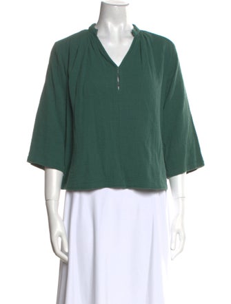 Apiece Apart V-Neck Three-Quarter Sleeve Blouse