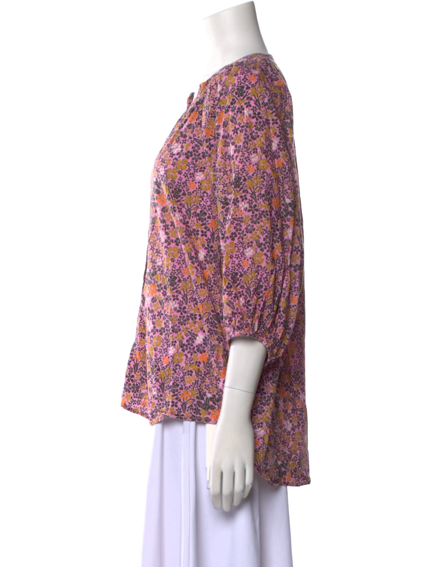 Apiece Apart Floral Print V-Neck Blouse