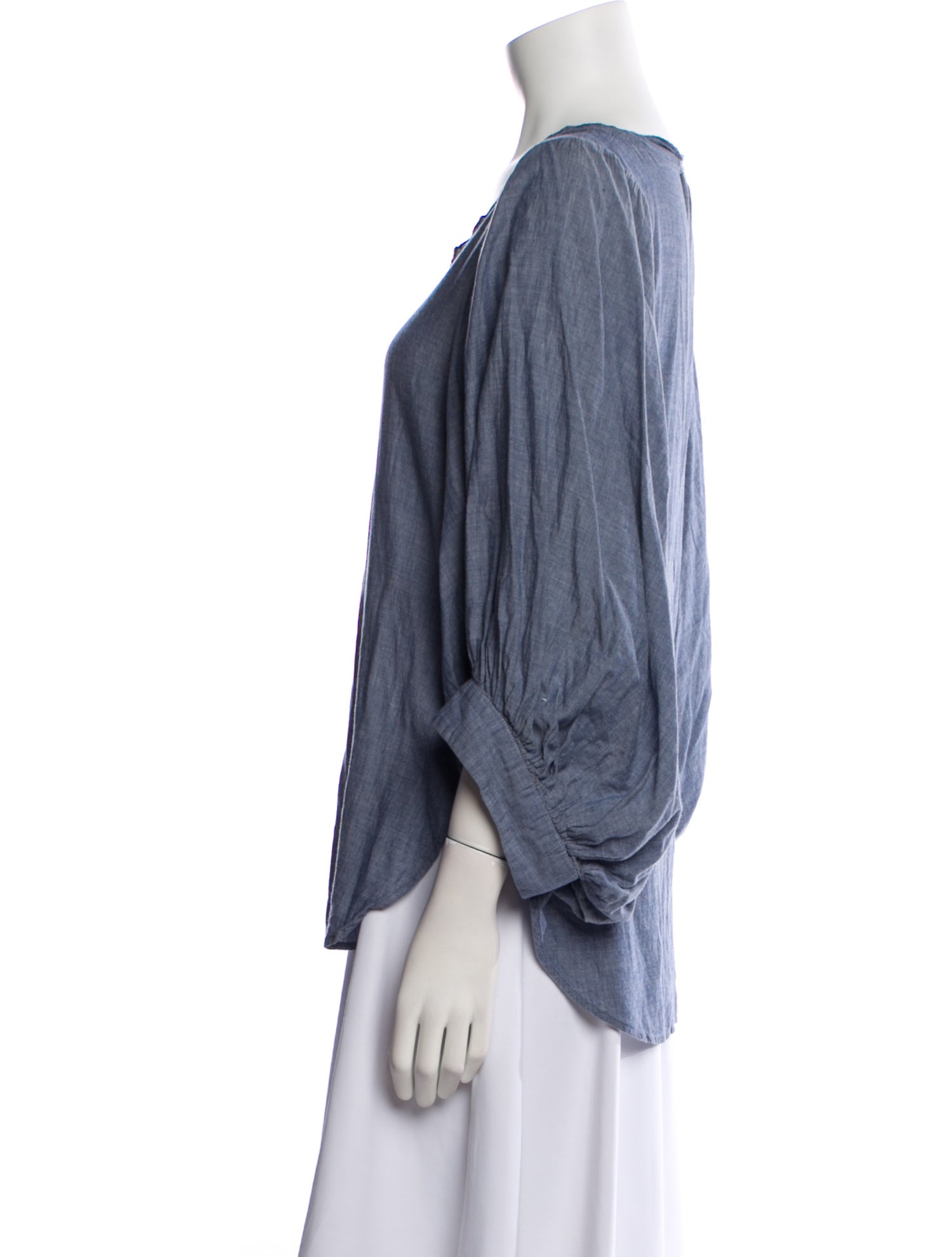 Apiece Apart Scoop Neck Three-Quarter Sleeve Blouse