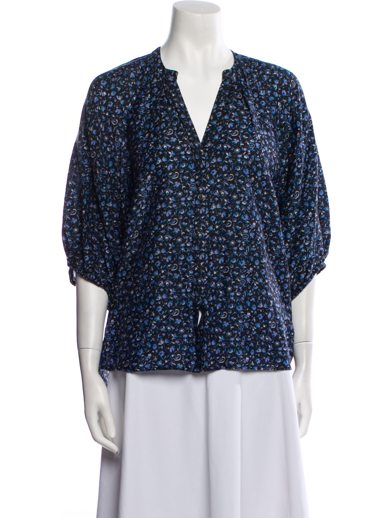 Apiece Apart Floral Print V-Neck Blouse