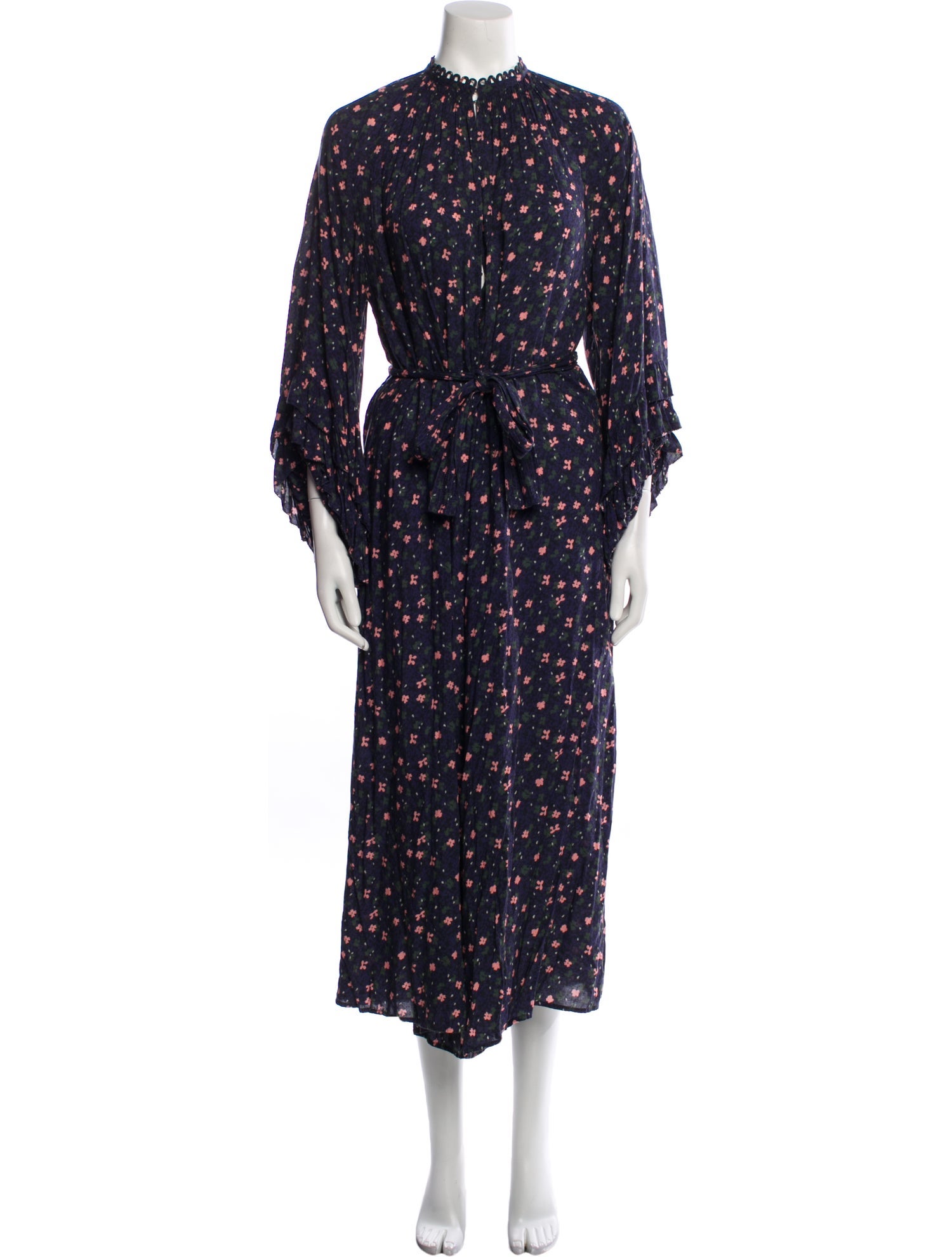 Apiece Apart Floral Print Mock Neck Jumpsuit