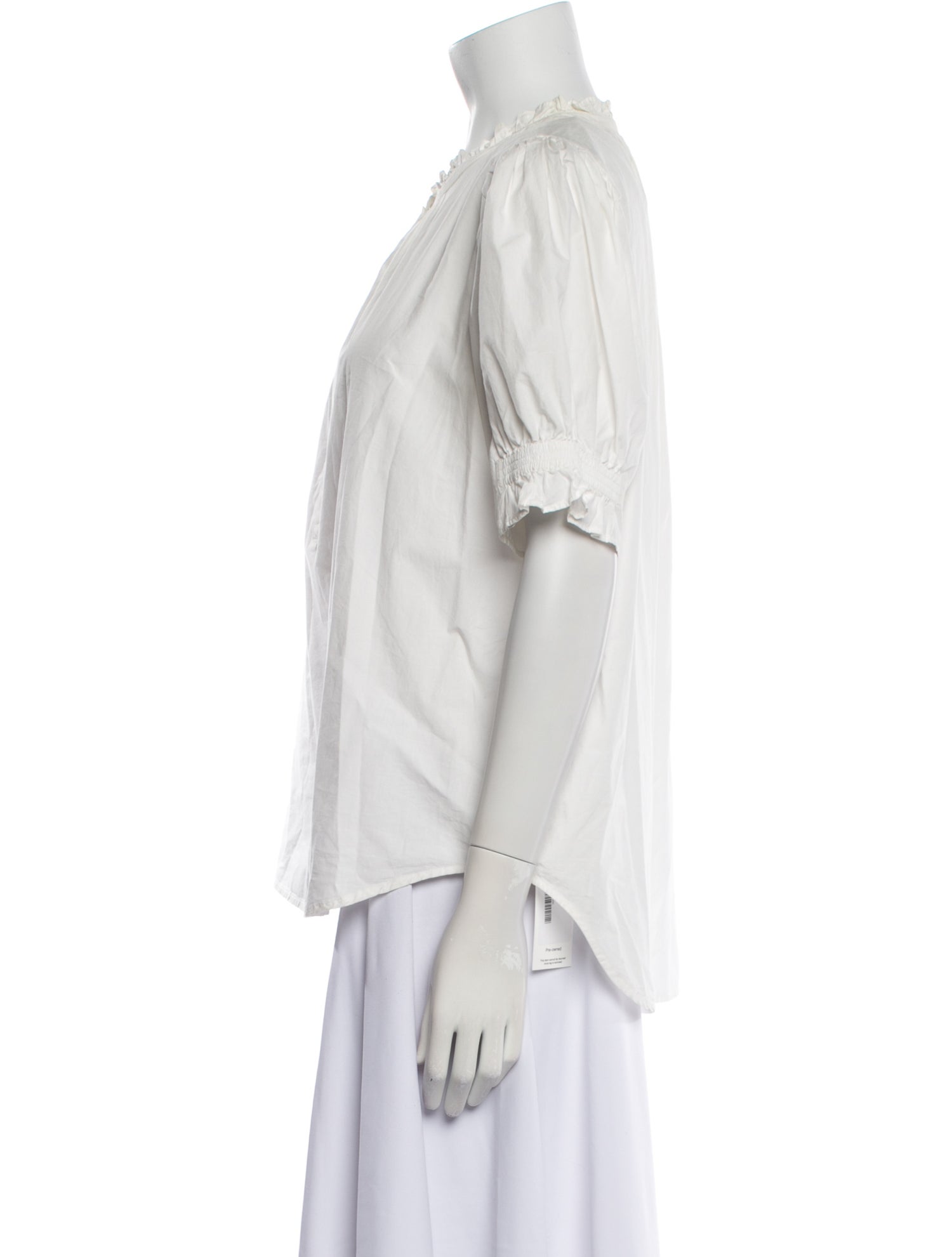 Apiece Apart Mock Neck Short Sleeve Button-Up Top