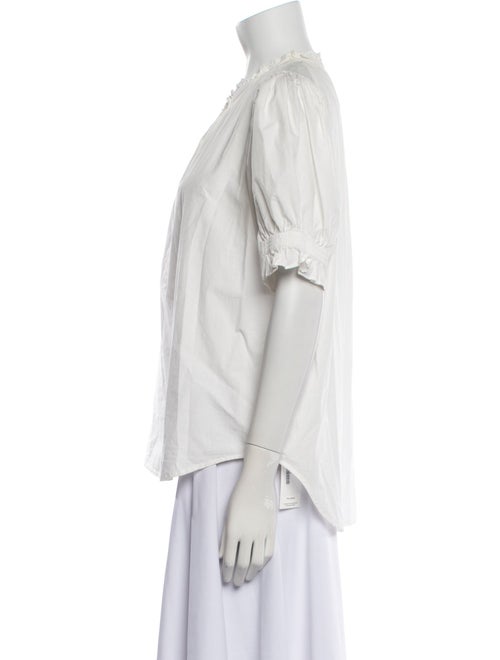 Apiece Apart Mock Neck Short Sleeve Button-Up Top