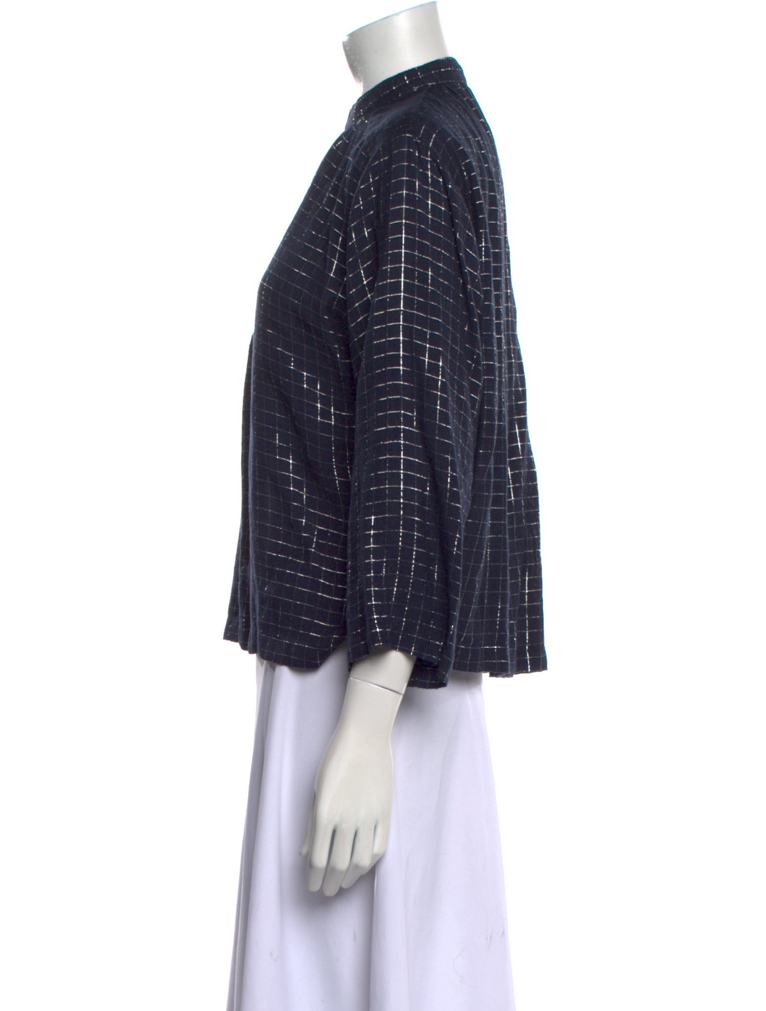 Apiece Apart Plaid Print Mock Neck Blouse