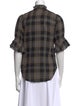Apiece Apart Plaid Print Mock Neck Button-Up Top