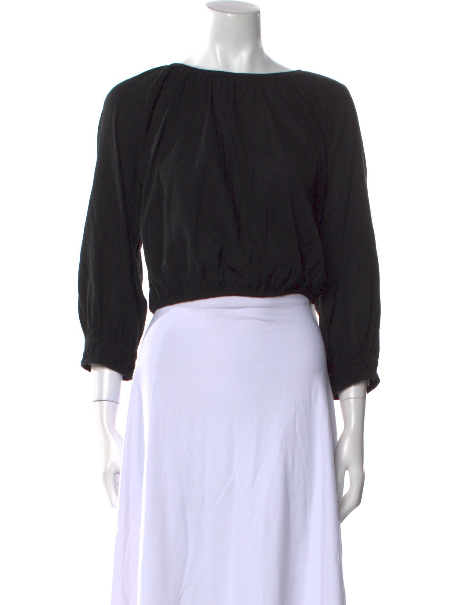 Apiece Apart Bateau Neckline Three-Quarter Sleeve Crop Top