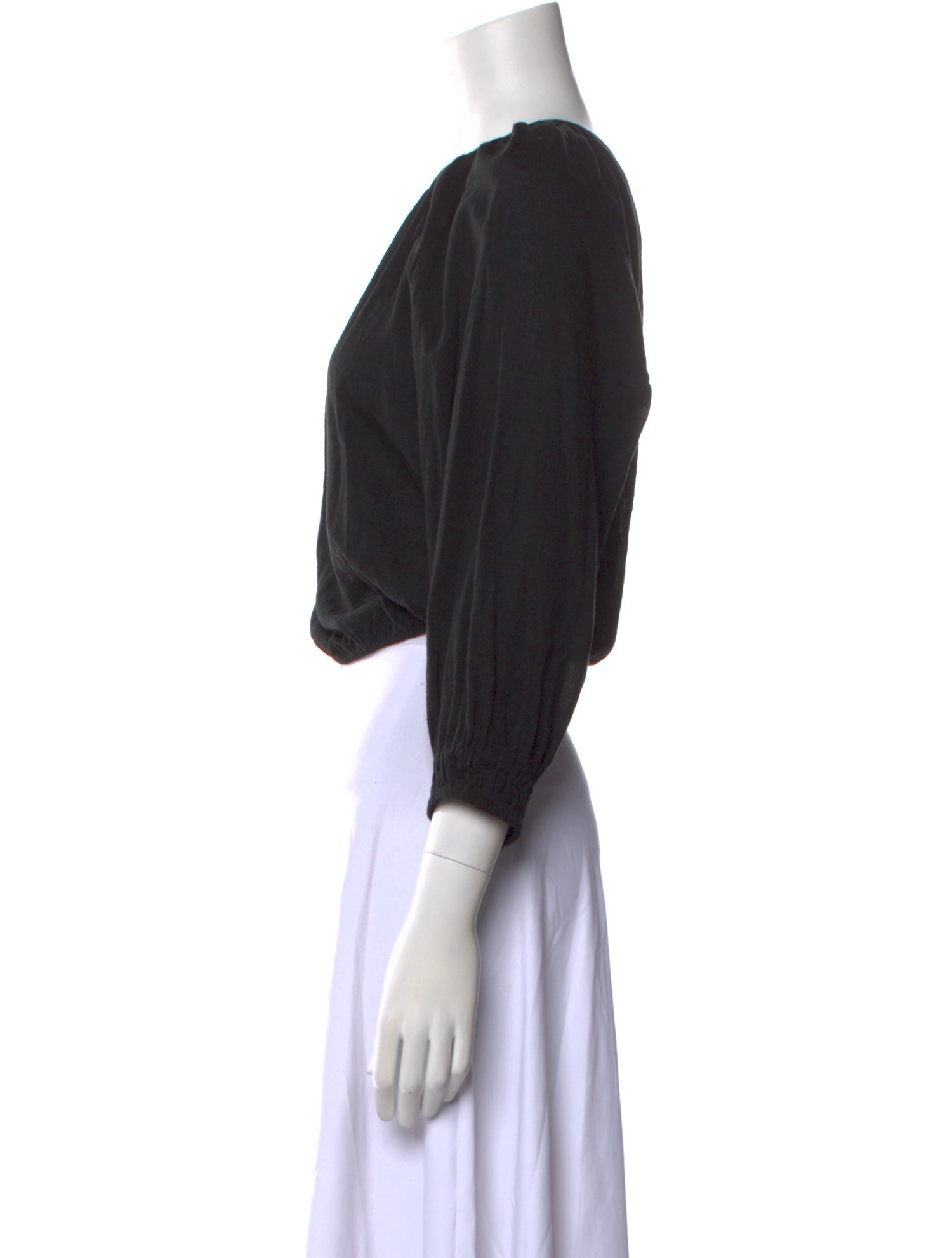 Apiece Apart Bateau Neckline Three-Quarter Sleeve Crop Top