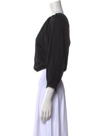 Apiece Apart Bateau Neckline Three-Quarter Sleeve Crop Top