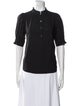 Apiece Apart Mock Neck Short Sleeve Button-Up Top