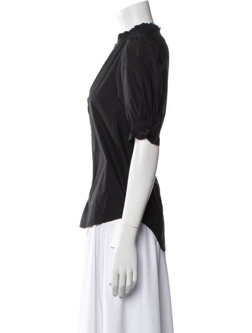 Apiece Apart Mock Neck Short Sleeve Button-Up Top