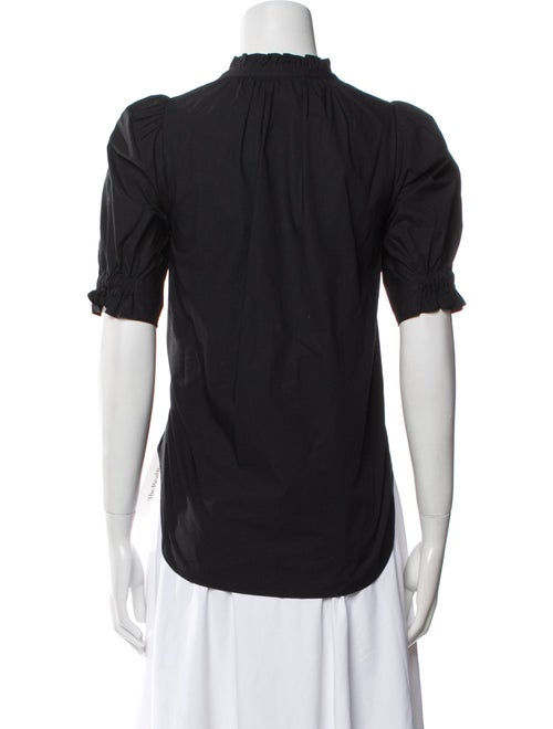 Apiece Apart Mock Neck Short Sleeve Button-Up Top