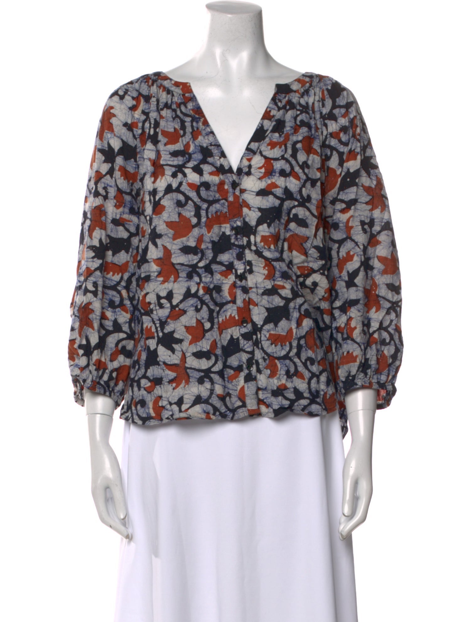 Apiece Apart Floral Print V-Neck Blouse
