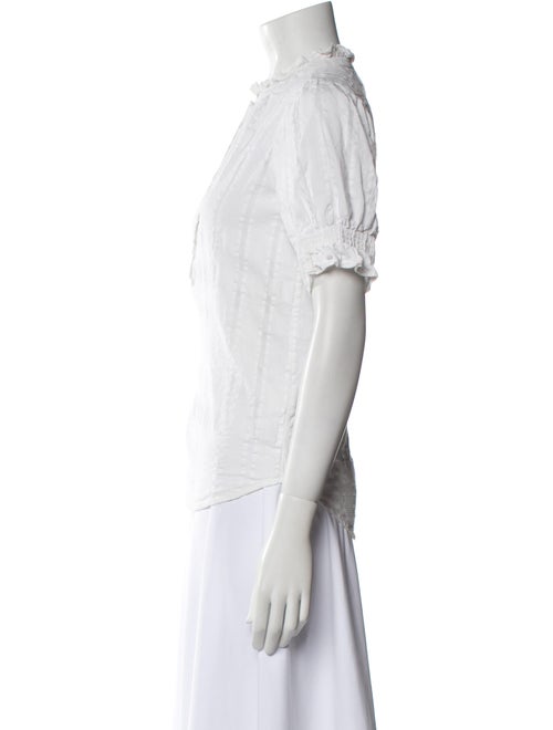 Apiece Apart Mock Neck Short Sleeve Button-Up Top