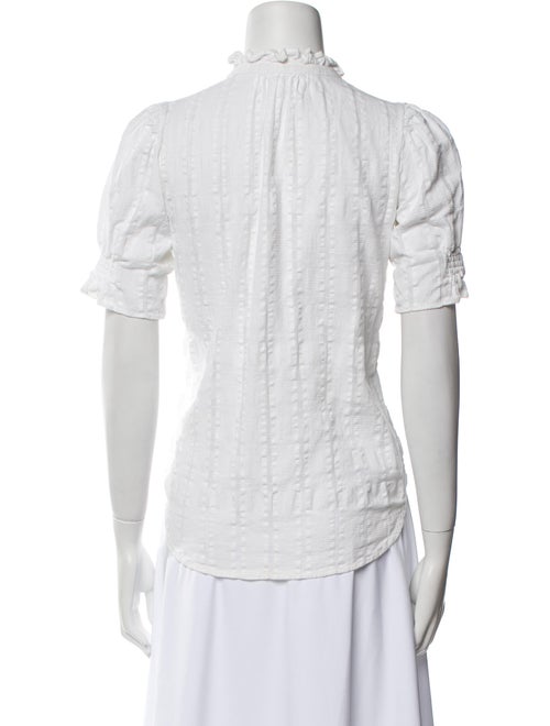 Apiece Apart Mock Neck Short Sleeve Button-Up Top