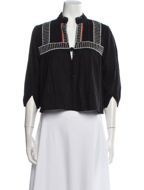 Apiece Apart V-Neck Three-Quarter Sleeve Crop Top