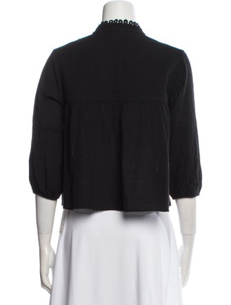 Apiece Apart V-Neck Three-Quarter Sleeve Crop Top