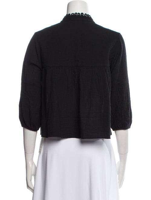 Apiece Apart V-Neck Three-Quarter Sleeve Crop Top