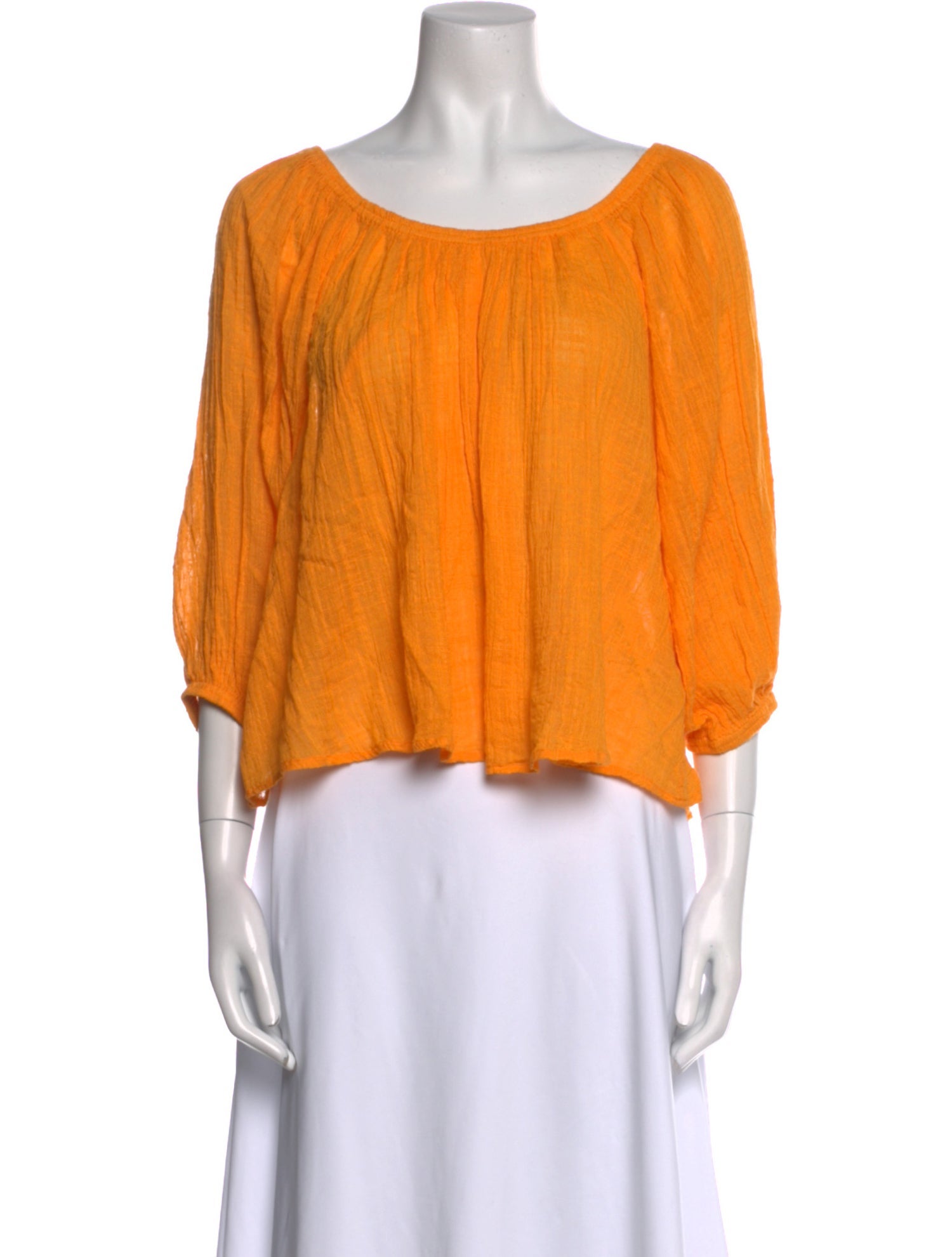 Apiece Apart Bateau Neckline Three-Quarter Sleeve Crop Top