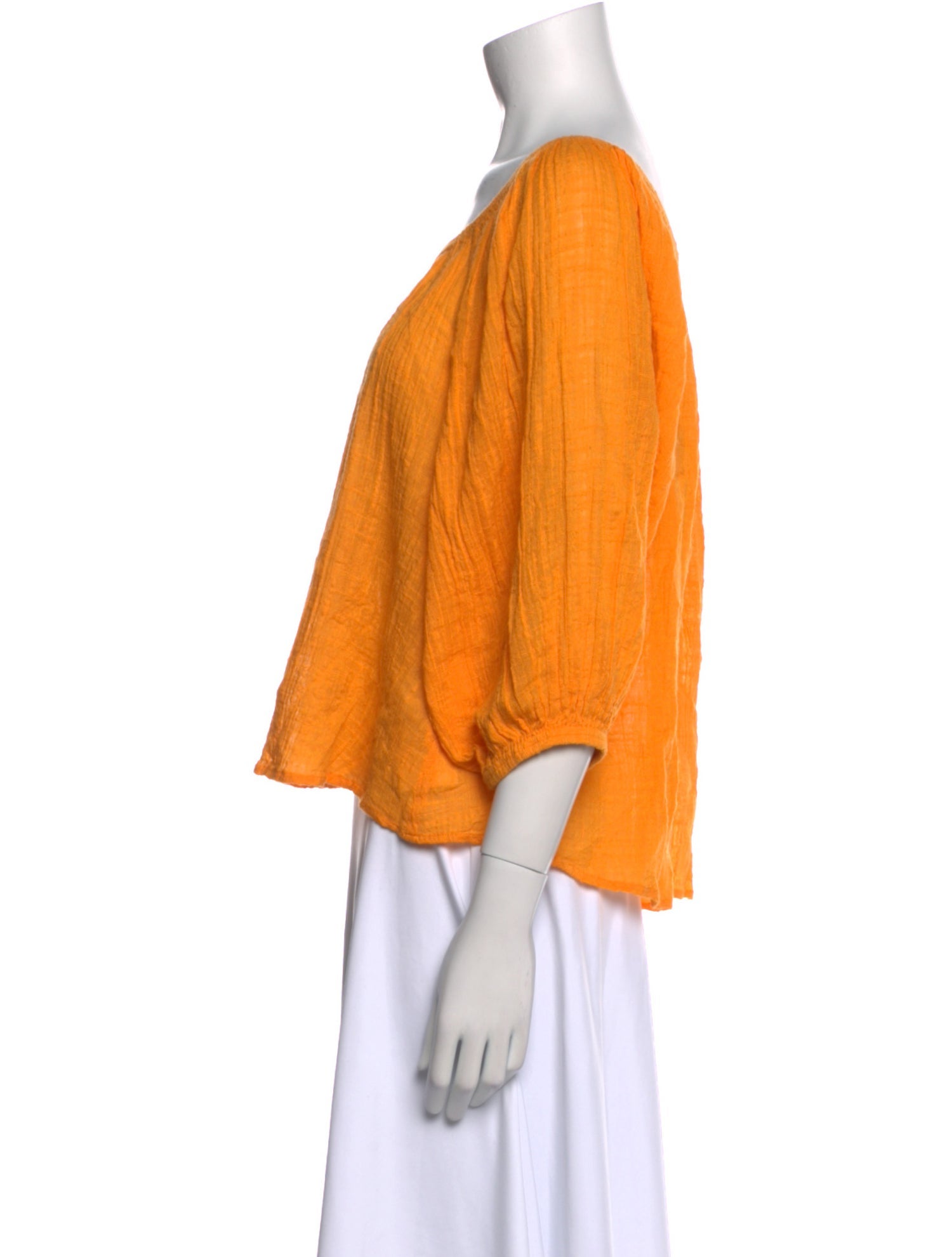 Apiece Apart Bateau Neckline Three-Quarter Sleeve Crop Top